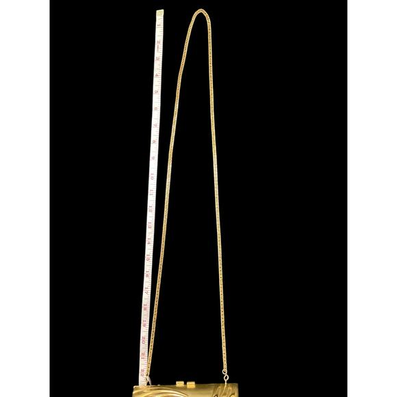 Great Women’s Evening Metal Cylinder Shoulder Bag Gold Tone With Gold Chain - Picture 9 of 10